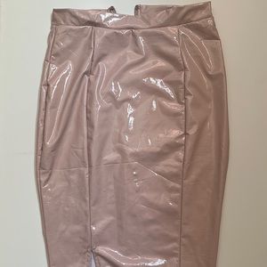 Pink Faux Leather Skirt
